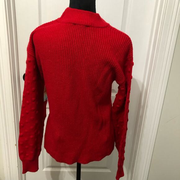 Cece Womens‎ Sweater Size Small Red Bobble Detail Ribbed Crew Neck Pullover NWT - Picture 6 of 10